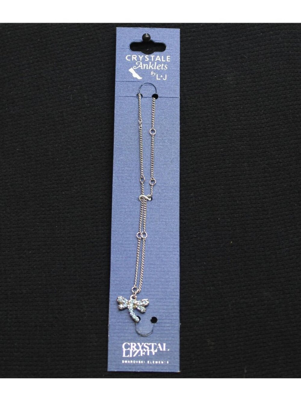 NWT Crystale by L & J Pendant Crystal Anklet Silver Gray / Blue 8" + 1.5"